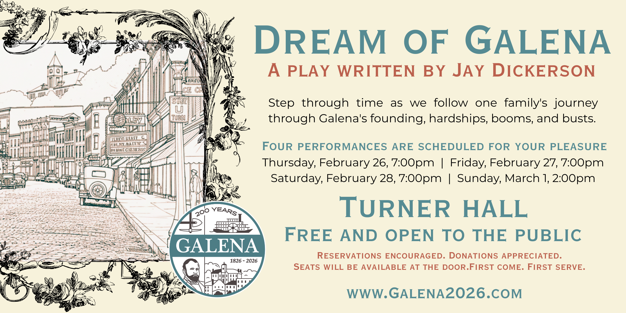 Dream of Galena: A Play by Jay Dickerson. Click for more information.