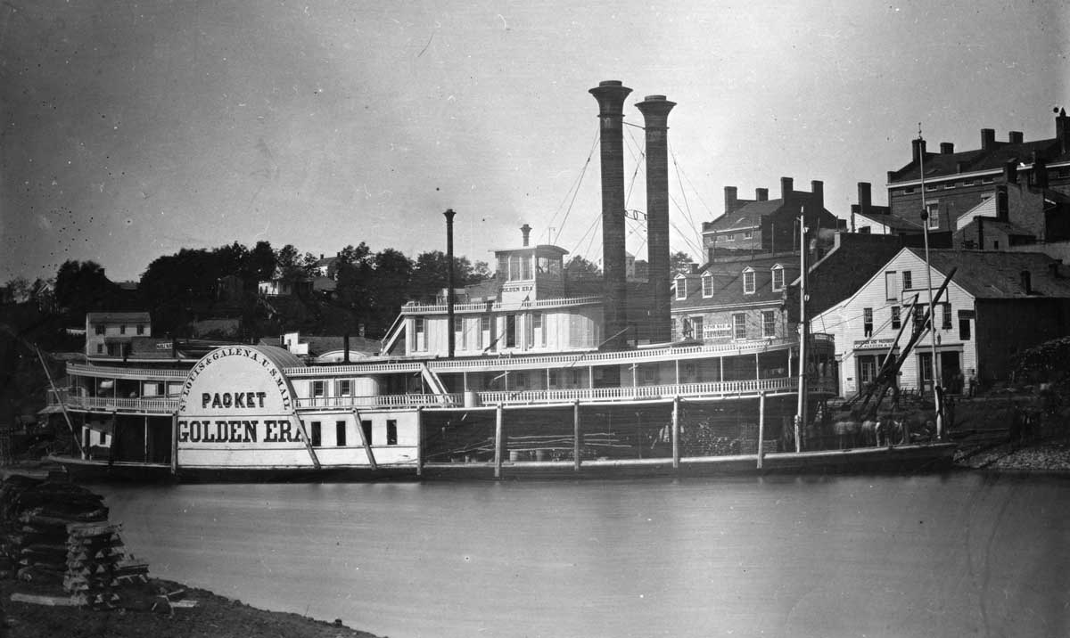 Steamboat "Golden Era" docked on Riverside Drive in Galena